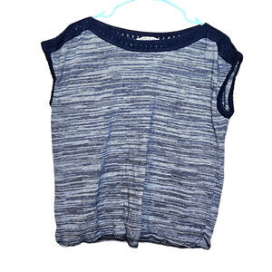 Rose + Olive Size Large L Blue White Stripe Top Sleeveless Casual Comfy